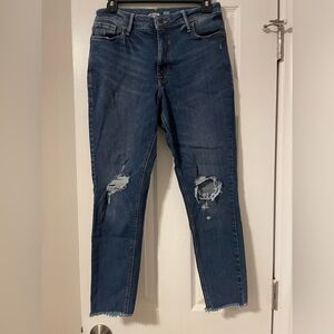Old Navy Women's Dark Blue Distressed Skinny Jeans